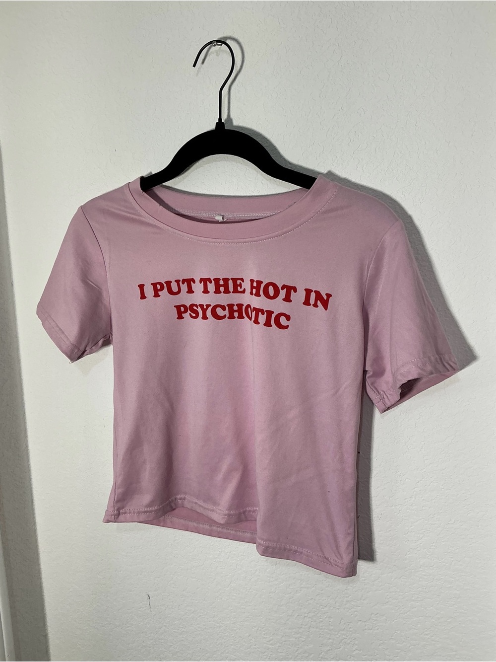 Pink Graphic Crop Tee - I Put The Hot In Psychotic